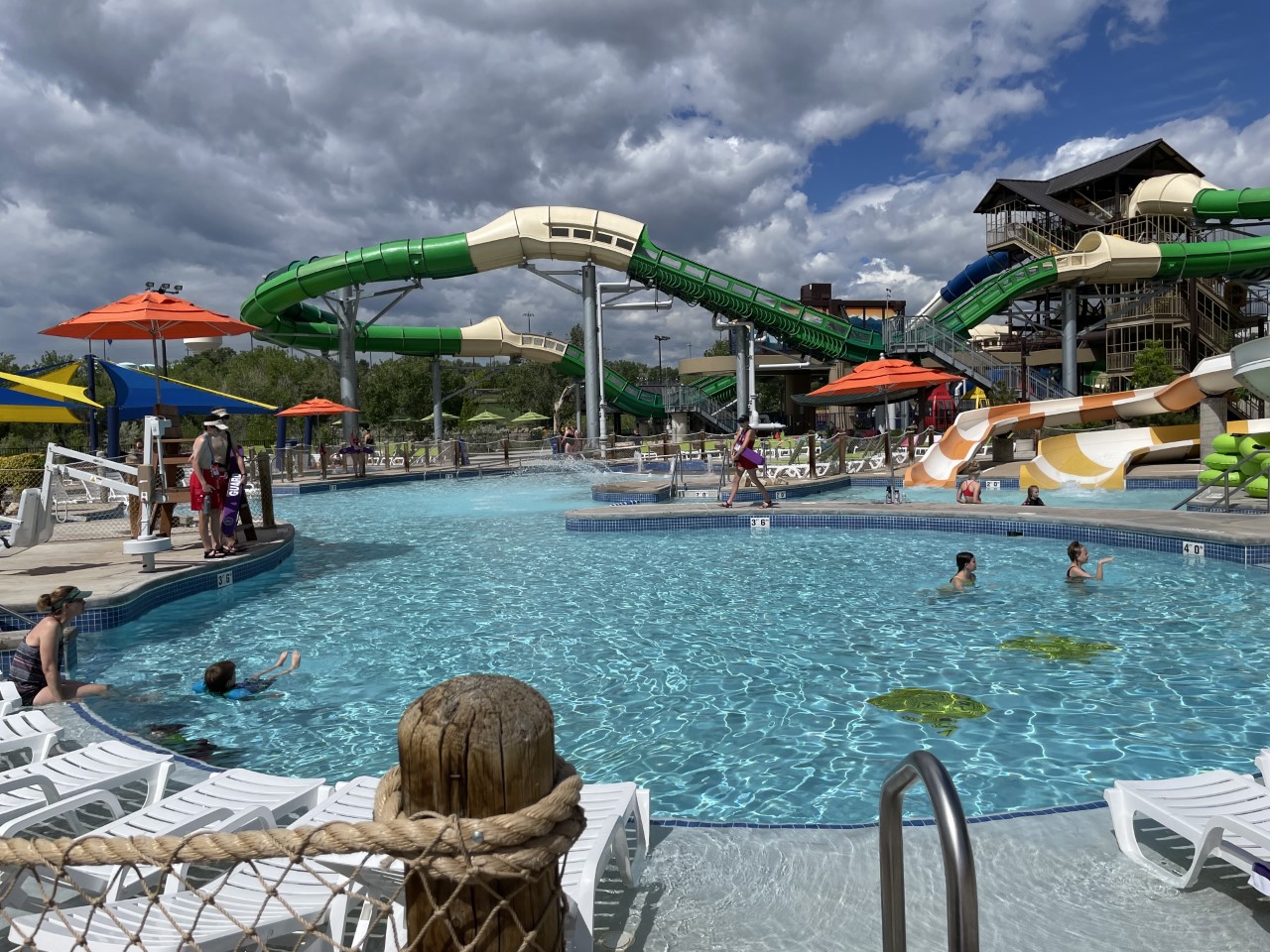 Waterworld as seen from little bear pond lounge area